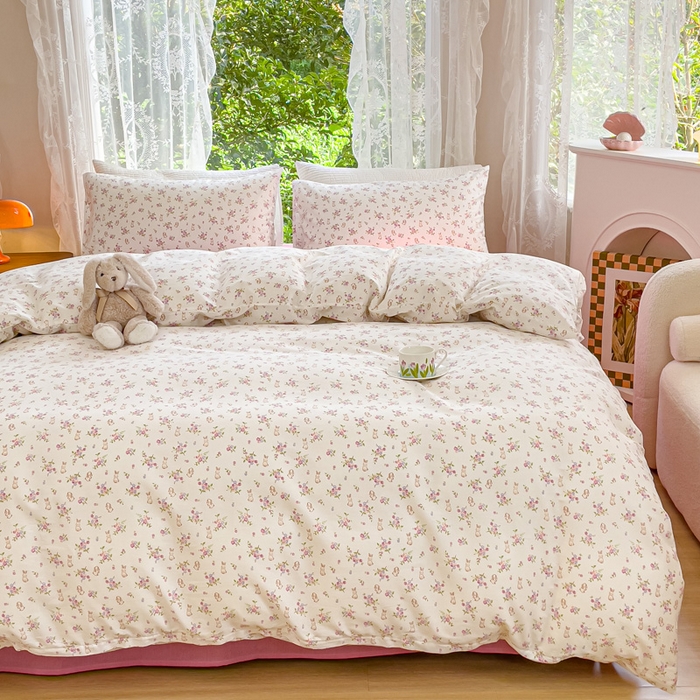 91家纺网 家纺一手货源 找家纺 感遇家纺 2023新款全棉印花四件套 长耳兔