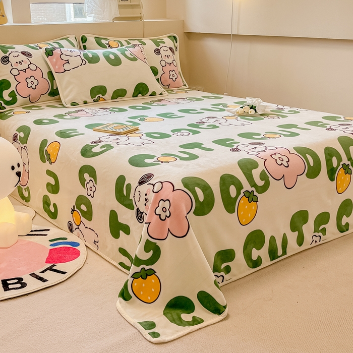 91家纺网 家纺一手货源 找家纺 眠博士 2023新款包边印花床单场景一 床单-快乐汪汪