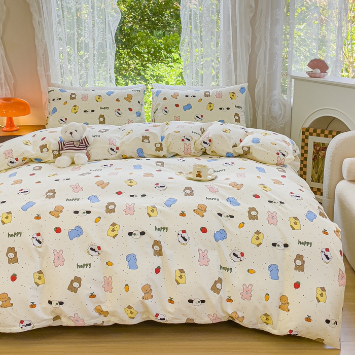 91家纺网 家纺一手货源 找家纺 感遇家纺 2023新款全棉印花四件套 萌宠