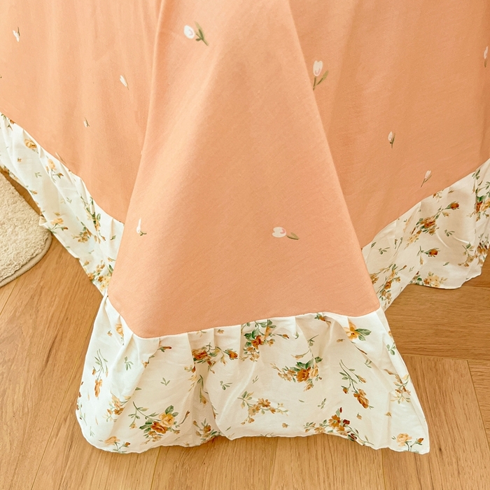 91家纺网 家纺一手货源 找家纺 艾唯希家纺 2024新款全棉韩式花边四件套纯棉公主风田园系列 浅安