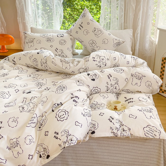 91家纺网 家纺一手货源 找家纺 感遇家纺 2023新款全棉印花四件套 乖乖仔