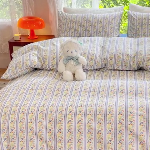 91家纺网 家纺一手货源 找家纺 感遇家纺 2023新款全棉印花四件套 羽扇