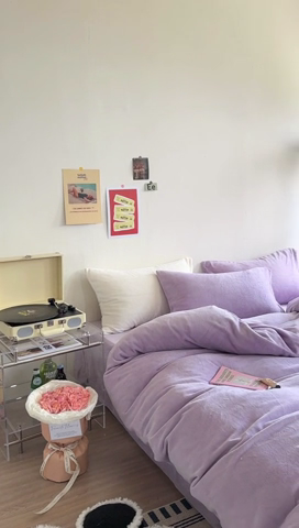 91家纺网 家纺一手货源 找家纺 （总）六巷胡同 2023新款ins博主风纯色牛奶绒四件套