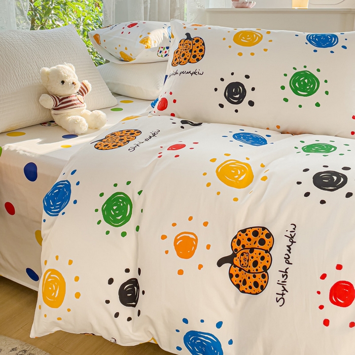 91家纺网 家纺一手货源 找家纺 感遇家纺 2023新款全棉印花四件套 南瓜