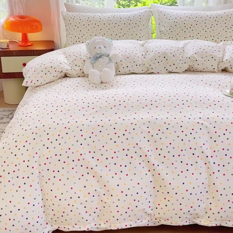 91家纺网 家纺一手货源 找家纺 感遇家纺 2023新款全棉印花四件套 彩虹糖