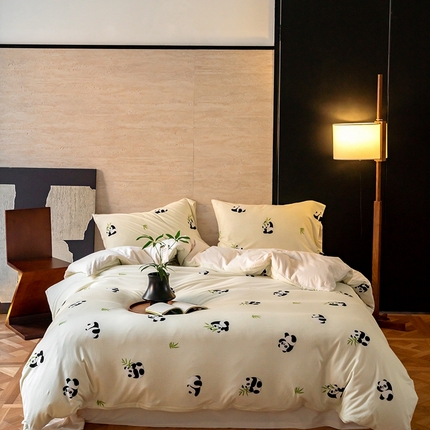 91家纺网 家纺一手货源 找家纺 （总）华超针织 2023新款熊猫盼达全棉针织印花四件套