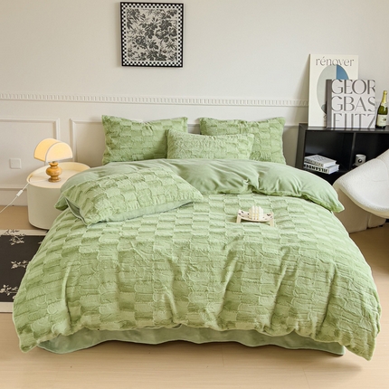 木堇 2023新款兔毛绒牛奶绒四件套 濑兔毛--山茶绿