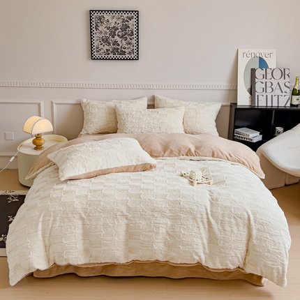 木堇 2023新款兔毛绒牛奶绒四件套 濑兔毛--奶昔白