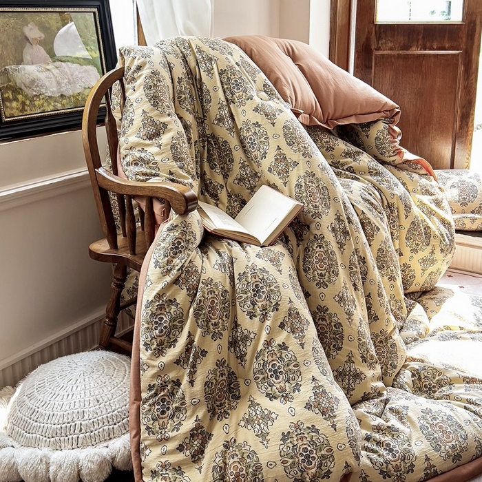 91家纺网 家纺一手货源 找家纺 米菲 2023新款印花小竺棉冬被春秋被被子被芯 繁华似锦