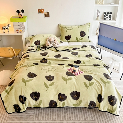 寐居家纺 2023新款双面牛奶绒毛毯 毛毯-花漫绿