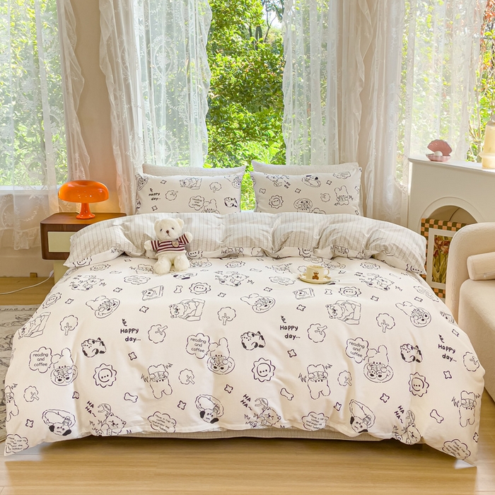 91家纺网 家纺一手货源 找家纺 感遇家纺 2023新款全棉印花四件套 乖乖仔