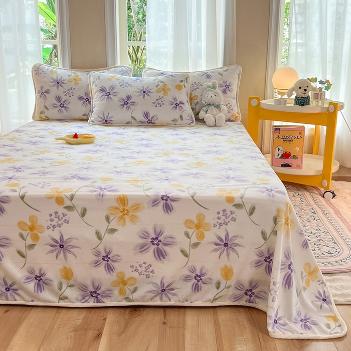 91家纺网 家纺一手货源 找家纺 眠博士 2023新款包边印花床单场景一 床单-花溪紫