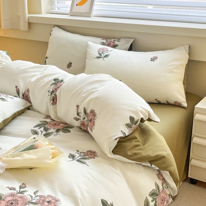 91家纺网 家纺一手货源 找家纺 典雅 2024新款A类小竺棉三件套四件套直播爆款 怡然