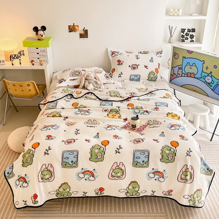 寐居家纺 2023新款双面牛奶绒毛毯 毛毯-假日恐龙