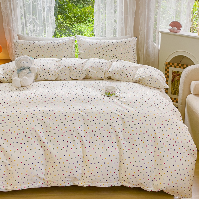 91家纺网 家纺一手货源 找家纺 感遇家纺 2023新款全棉印花四件套 彩虹糖