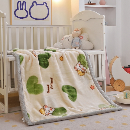 新款儿童拉舍尔毛毯双层加厚宝宝盖毯婴儿毯幼儿园秋冬季空调绒毯 爱心萌宝