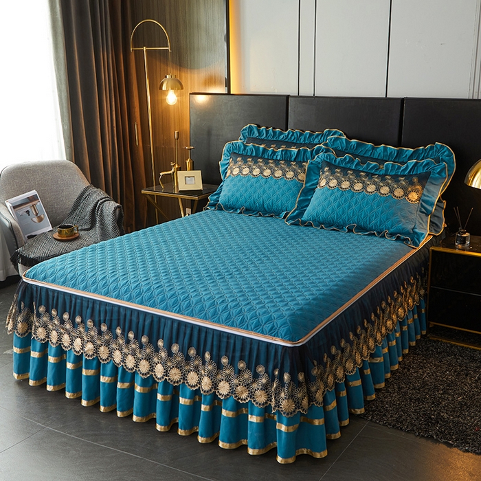 91家纺网 家纺一手货源 找家纺 罗艺轩 2024新款A类蛋白棉夹棉床裙-品味人生 品味人生-宾利兰