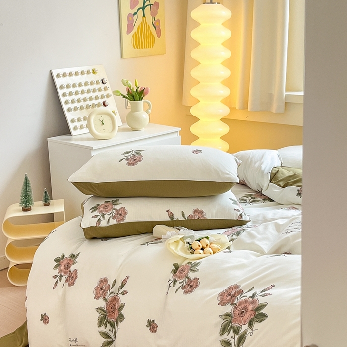 91家纺网 家纺一手货源 找家纺 典雅 2024新款A类小竺棉三件套四件套直播爆款 怡然