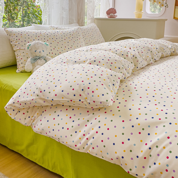 91家纺网 家纺一手货源 找家纺 感遇家纺 2023新款全棉印花四件套 彩虹糖