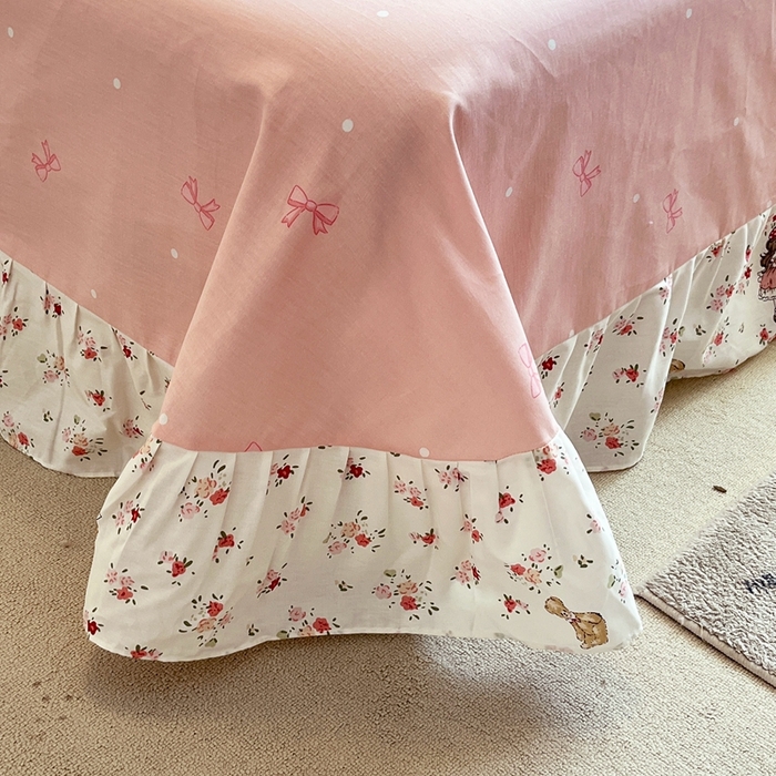 91家纺网 家纺一手货源 找家纺 艾唯希家纺 2024新款全棉韩式花边四件套纯棉公主风田园系列 暖阳