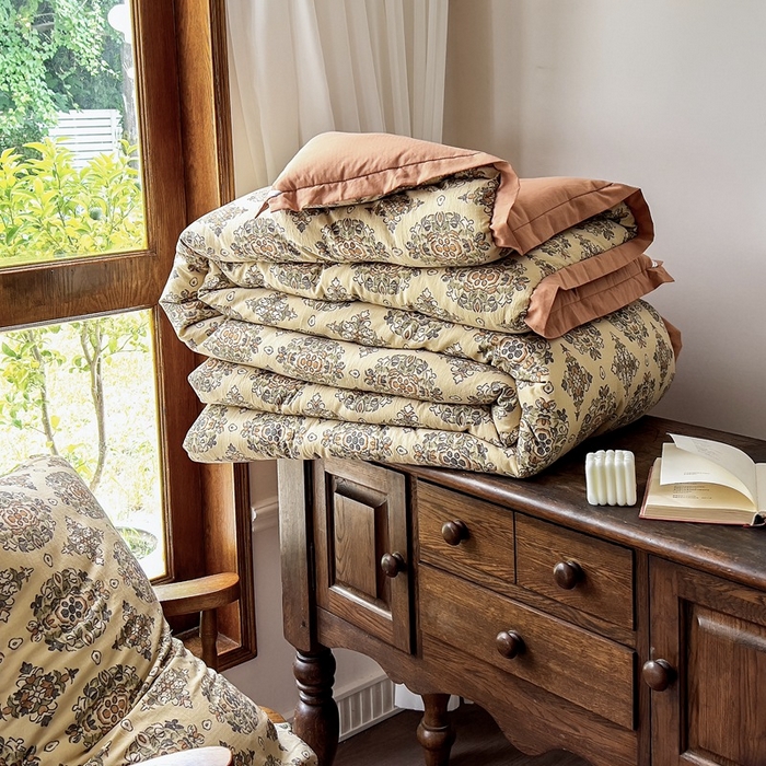 91家纺网 家纺一手货源 找家纺 米菲 2023新款印花小竺棉冬被春秋被被子被芯 繁华似锦