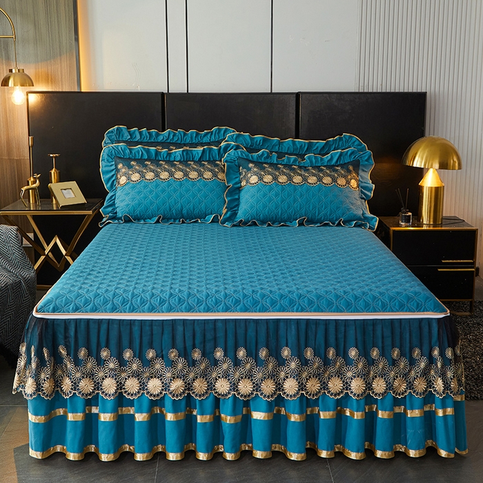 91家纺网 家纺一手货源 找家纺 罗艺轩 2024新款A类蛋白棉夹棉床裙-品味人生 品味人生-宾利兰