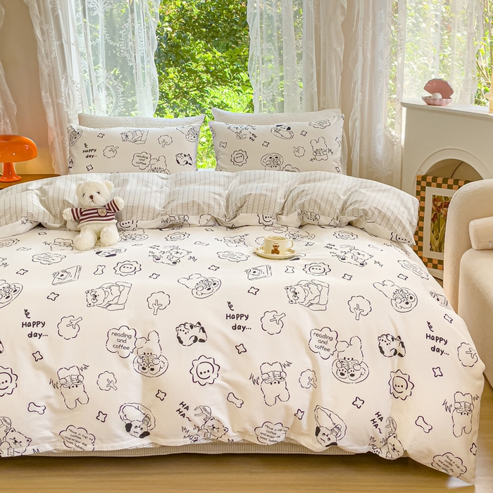 91家纺网 家纺一手货源 找家纺 感遇家纺 2023新款全棉印花四件套 乖乖仔