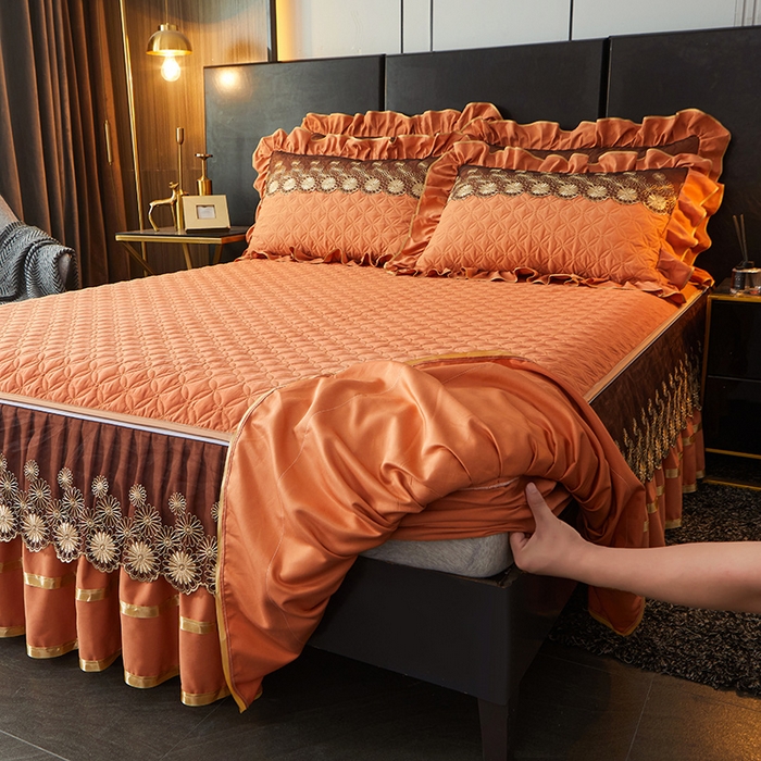 91家纺网 家纺一手货源 找家纺 （总）罗艺轩 2024新款蛋白棉夹棉脱卸床笠式床裙-品味人生