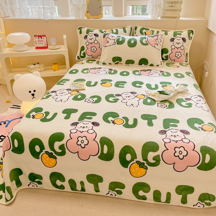 91家纺网 家纺一手货源 找家纺 眠博士 2023新款包边印花床单场景一 床单-快乐汪汪