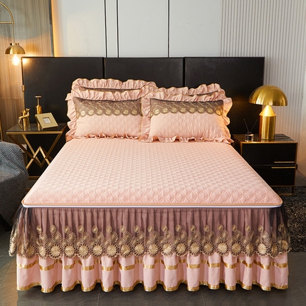 罗艺轩 2024新款A类蛋白棉夹棉床裙-品味人生 品味人生-樱花粉