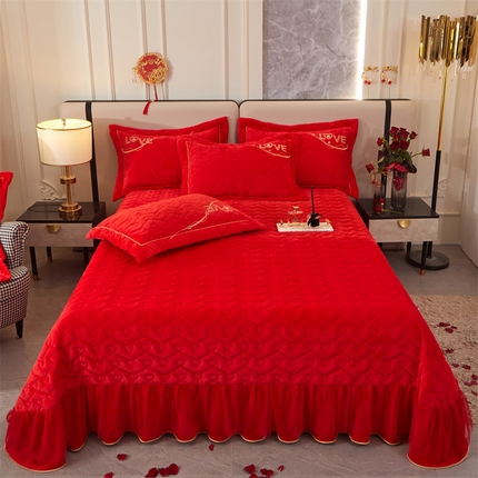 91家纺网 家纺一手货源 找家纺 （总）宜凡家纺 2023秋冬新品婴儿绒婚庆床盖三件套