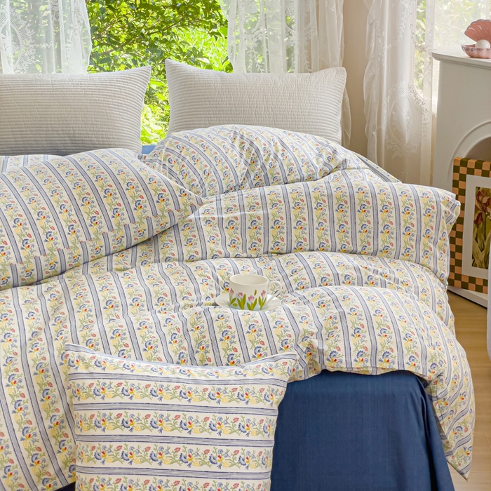 91家纺网 家纺一手货源 找家纺 感遇家纺 2023新款全棉印花四件套 羽扇