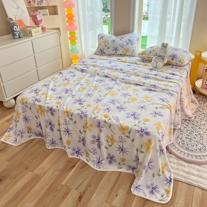 91家纺网 家纺一手货源 找家纺 眠博士 2023新款包边印花床单场景一 床单-花溪紫