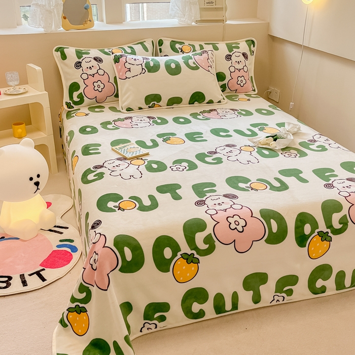 91家纺网 家纺一手货源 找家纺 眠博士 2023新款包边印花床单场景一 床单-快乐汪汪