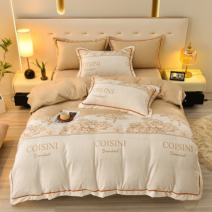 同田家纺 2023新款加厚保暖牛奶绒印花四件套 安娜