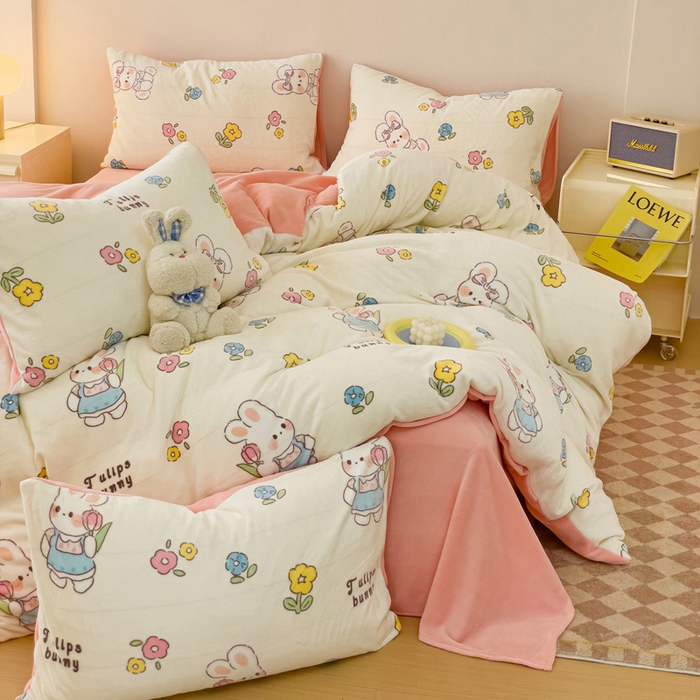 91家纺网 家纺一手货源 找家纺 （总）木堇 2023新款牛奶绒印花单被套