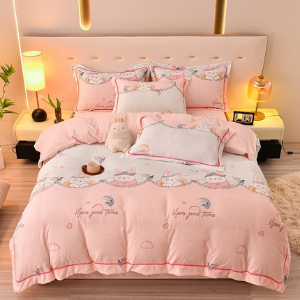 91家纺网 家纺一手货源 找家纺 （总）同田家纺 2023新款加厚保暖牛奶绒印花四件套