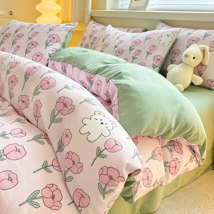 91家纺网 家纺一手货源 找家纺 （总）典雅 2024新款A类小竺棉三件套四件套直播爆款