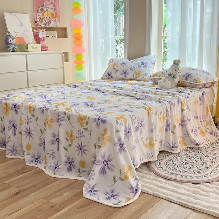 91家纺网 家纺一手货源 找家纺 眠博士 2023新款包边印花床单场景一 床单-花溪紫