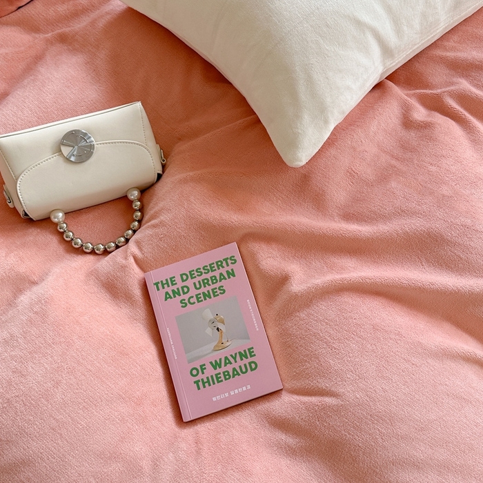 91家纺网 家纺一手货源 找家纺 六巷胡同 2023新款ins博主风纯色牛奶绒四件套 橘粉