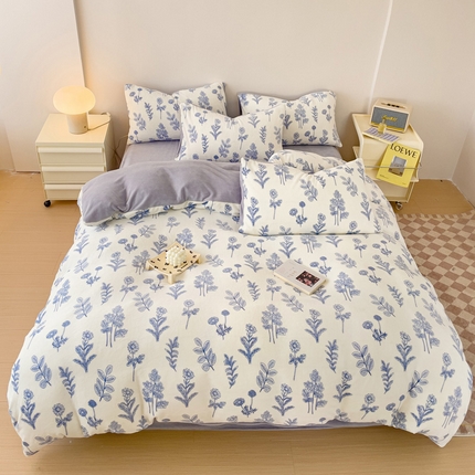 木堇 2023新款印花牛奶绒四件套 清风林