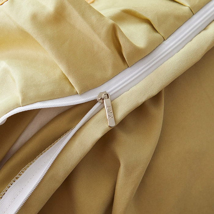 91家纺网 家纺一手货源 找家纺 罗艺轩 2024新款A类蛋白棉夹棉床裙四件套-品味人生 品味人生-黄绿