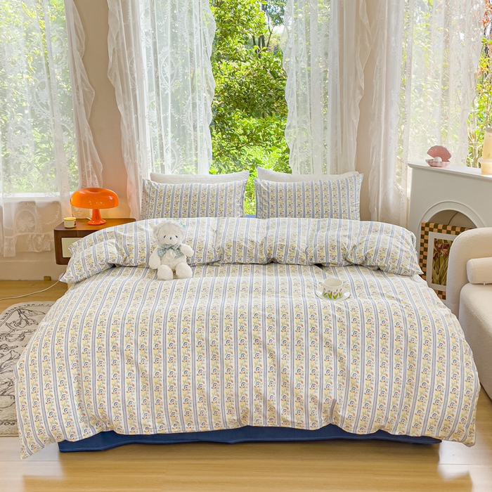 91家纺网 家纺一手货源 找家纺 感遇家纺 2023新款全棉印花四件套 羽扇