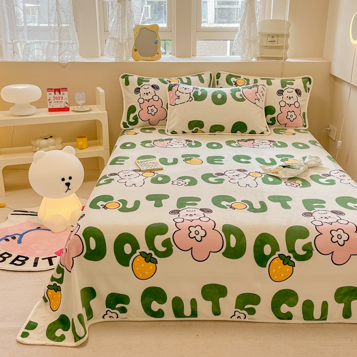 91家纺网 家纺一手货源 找家纺 眠博士 2023新款包边印花床单场景一 床单-快乐汪汪