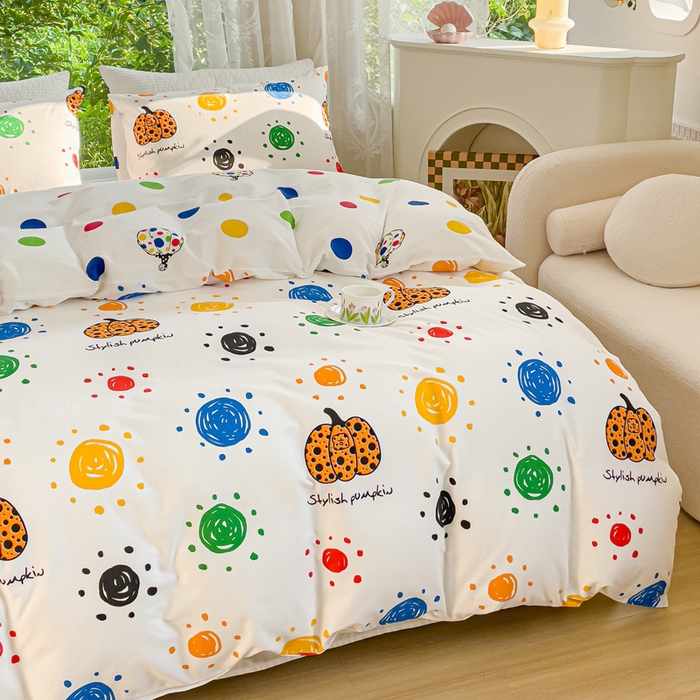 91家纺网 家纺一手货源 找家纺 感遇家纺 2023新款全棉印花四件套 南瓜