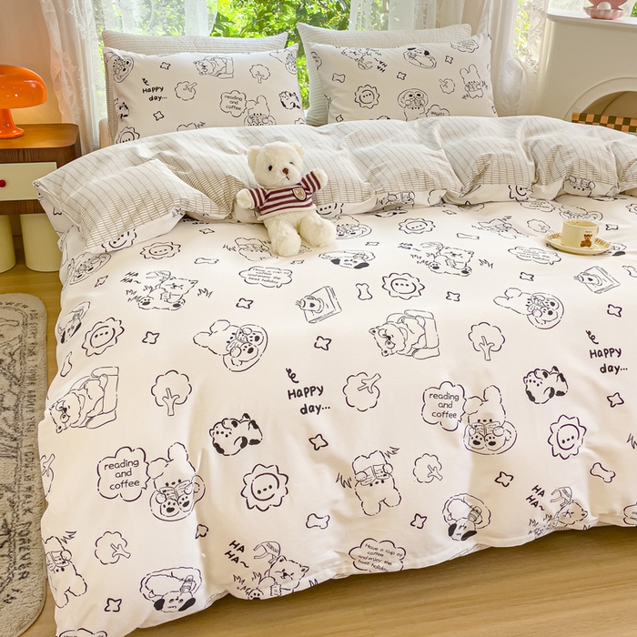 91家纺网 家纺一手货源 找家纺 感遇家纺 2023新款全棉印花四件套 乖乖仔