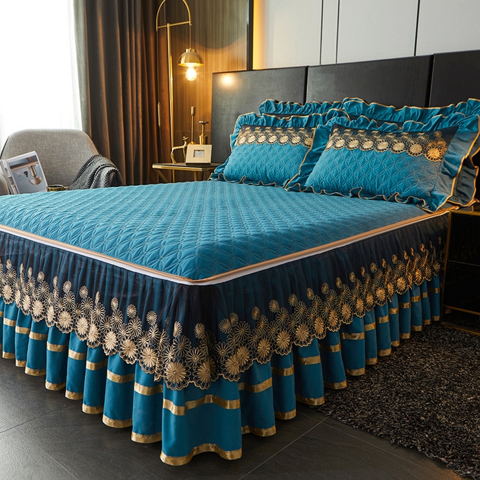 91家纺网 家纺一手货源 找家纺 罗艺轩 2024新款A类蛋白棉夹棉床裙-品味人生 品味人生-宾利兰