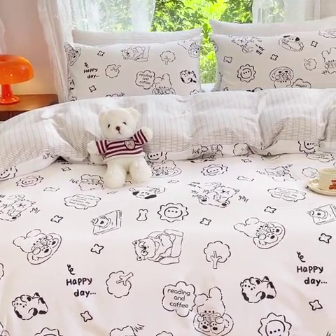 91家纺网 家纺一手货源 找家纺 感遇家纺 2023新款全棉印花四件套 乖乖仔