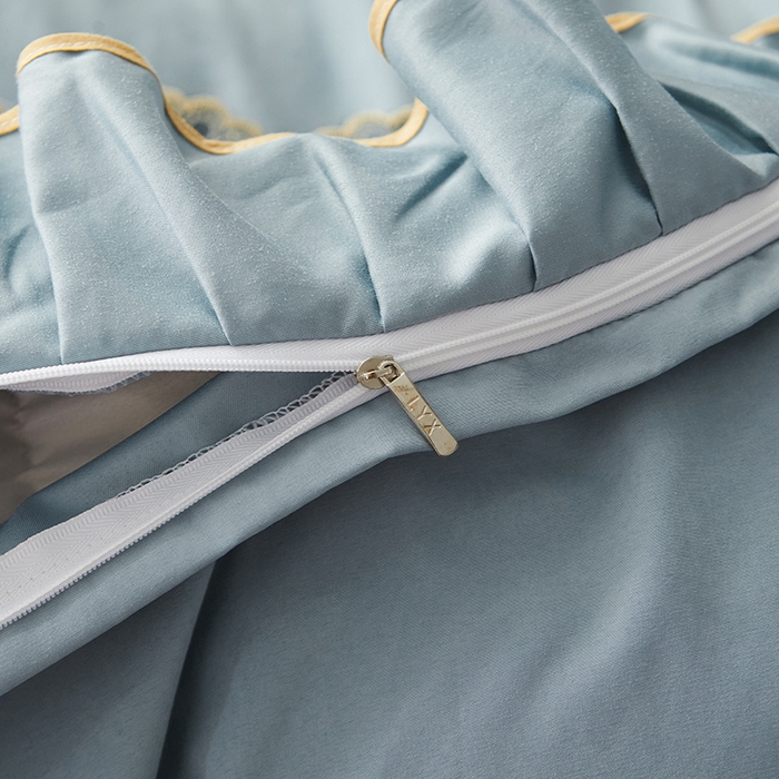 91家纺网 家纺一手货源 找家纺 罗艺轩 2024新款A类蛋白棉夹棉床裙四件套-品味人生 品味人生-湖蓝