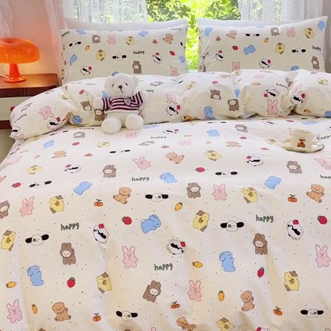 91家纺网 家纺一手货源 找家纺 感遇家纺 2023新款全棉印花四件套 萌宠